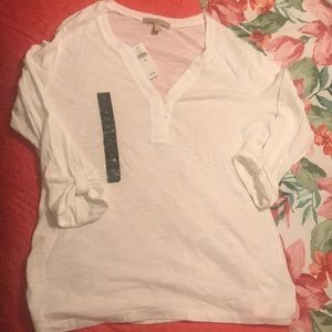NWT Banana Republic 3/4 sleeve White Shirt